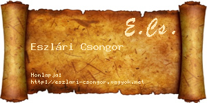 Eszlári Csongor névjegykártya